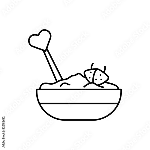 Porridge, spoon, heart, strawberry icon. Simple line, outline vector elements of breakfast with love icons for ui and ux, website or mobile application