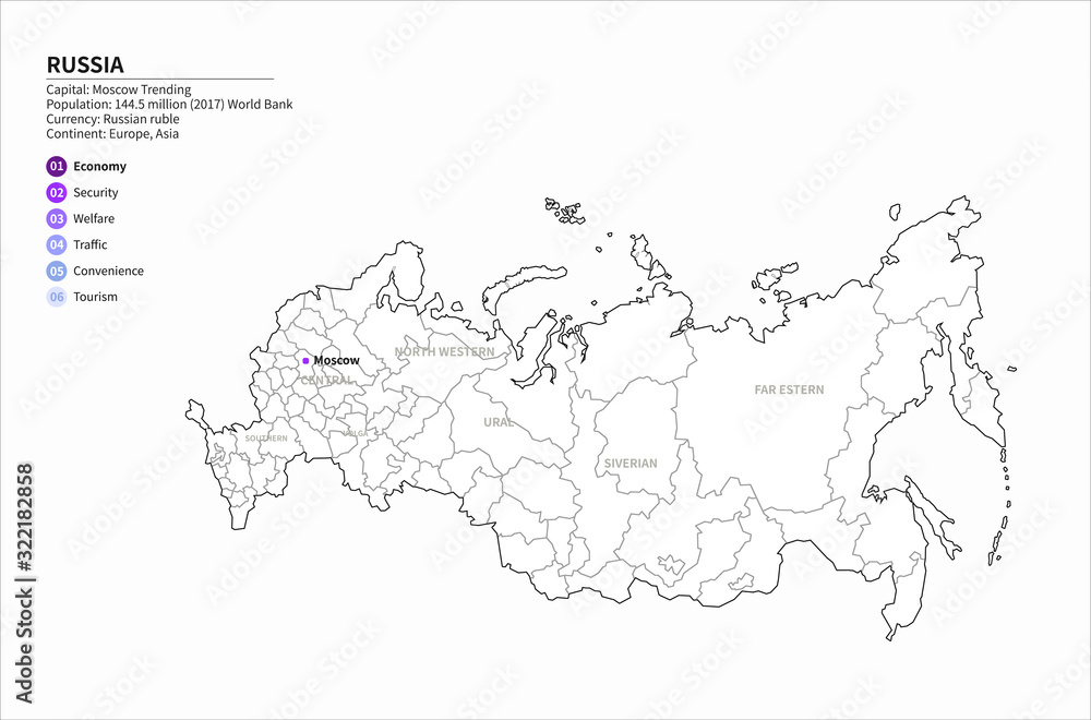 russia map. vector of siberian train railway map. russian railway graphic map.