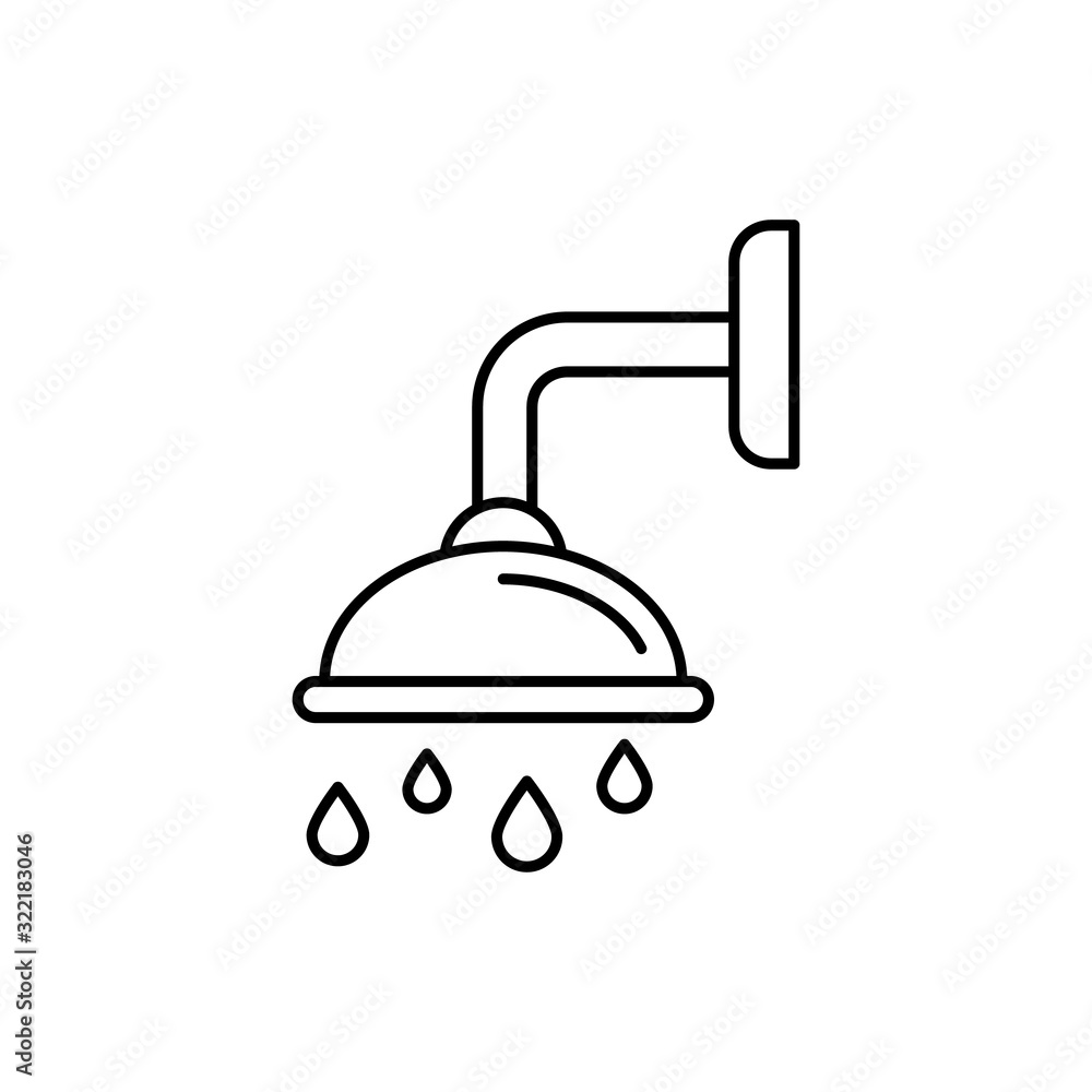 Shower, water icon. Simple line, outline vector bathroom icons for ui and ux, website or mobile application Shower, water icon. Simple line, outline vector bathroom icons for ui and ux, website or mobile application