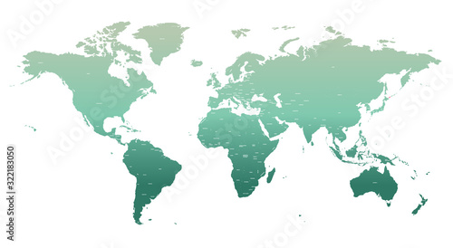 world map. detailed line vector world map.  continental world map with white background.