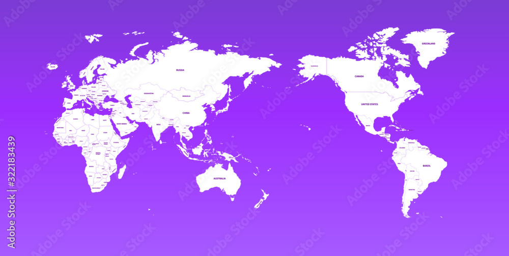world map. detailed line vector world map.  continental world map with white background.