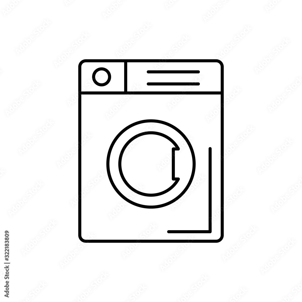 Washing machine, bathroom icon. Simple line, outline vector bathroom icons for ui and ux, website or mobile application Washing machine, bathroom icon. Simple line, outline vector bathroom icons for ui and ux, website or mobile application