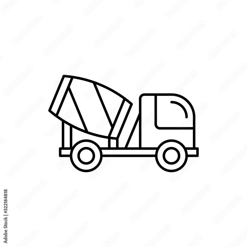 Fototapeta premium Concrete mixer icon. Simple line, outline vector elements of construction tool icons for ui and ux, website or mobile application