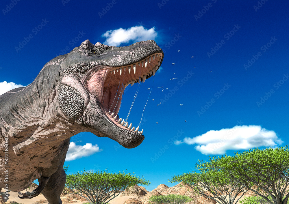 Obraz premium tyrannosaurus is angry and alone on desert close up