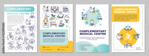 Complementary medical centre brochure template. Alternative medicine flyer, booklet, leaflet print, cover design with linear icons. Vector layouts for magazines, annual reports, advertising posters
