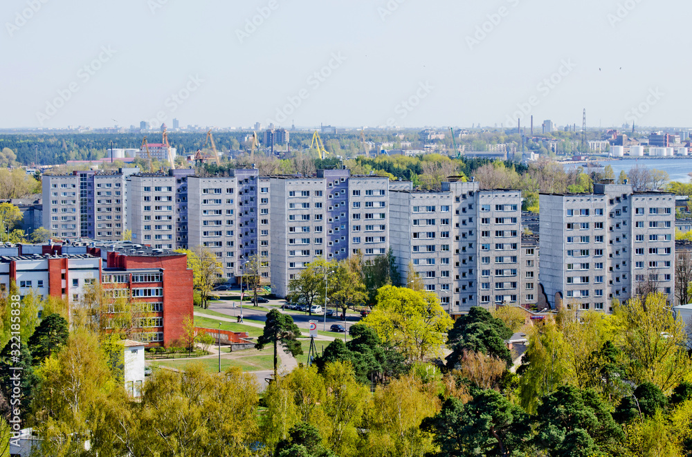 Beautiful aerial panorama view of Riga city skyline, Latvia