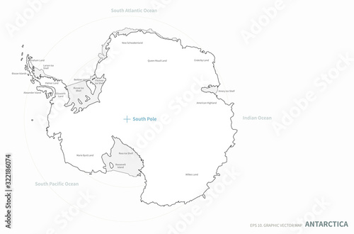 graphic vector map of antarctica. antarctica map. world map. antarctica map. 