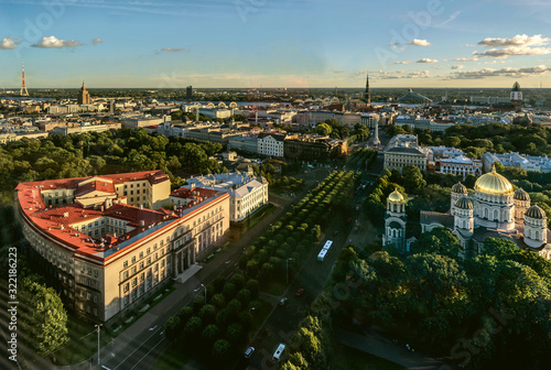 Beautiful aerial panorama view of Riga city skyline, Latvia © Ikars Kublins