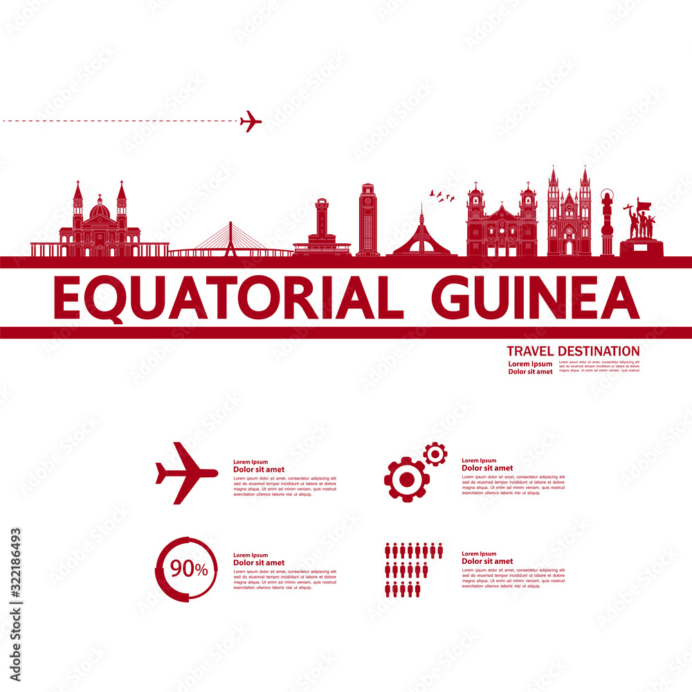 Equatorial Guinea Blue travel destination vector illustration.