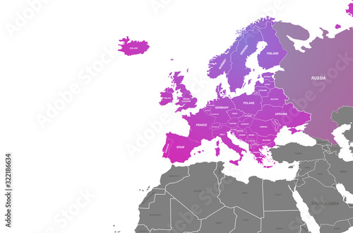 Obraz Dibond kraje projektu wektor mapa Europy. Mapa świata. Mapa UE infografikę tło.