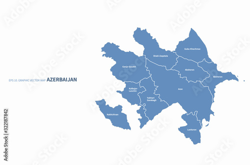 graphic vector map of azerbaijin. europe country map. central asia map. azerbaijin map. 