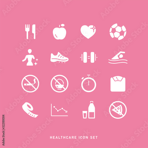 HEALTHCARE AND FITNESS ICON SET