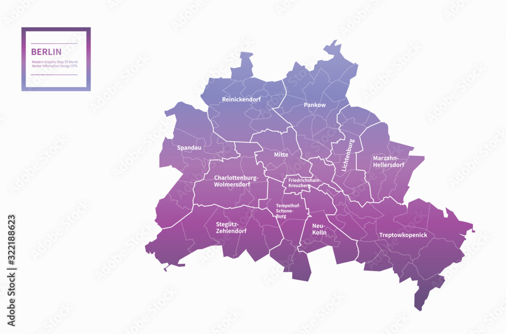 graphic vector map of berlin, germany. berlin map. germany map.  - obrazy, fototapety, plakaty 