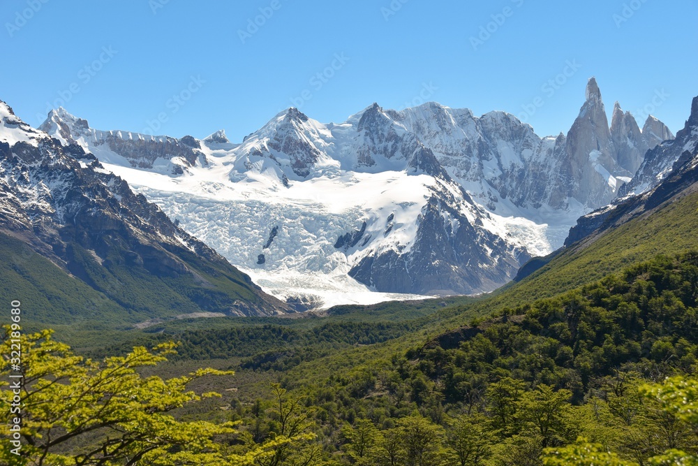 panorama of patagonia's peaks around Cerro Torre at Los Glaciares national park, patagonia, Argentina