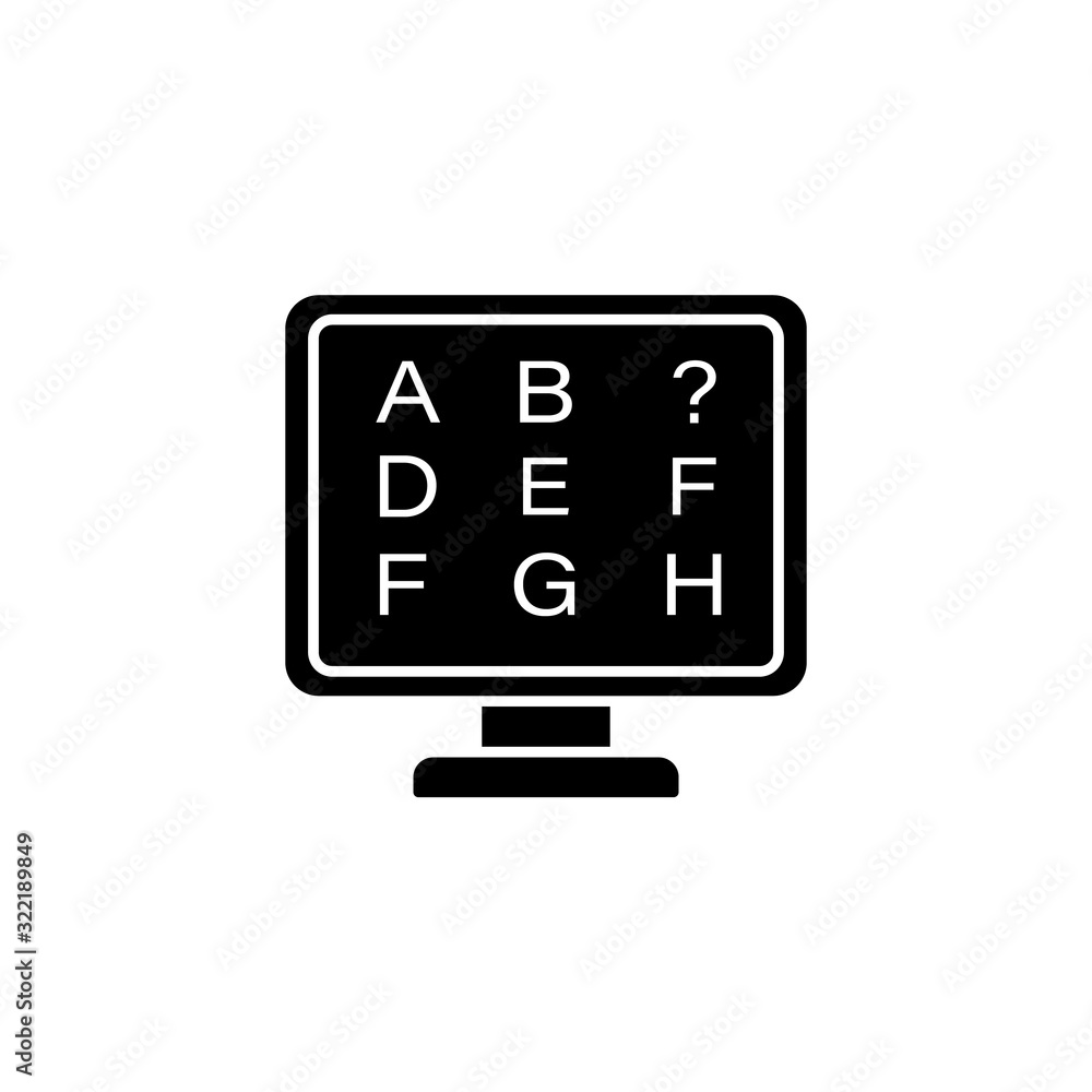 Computer pc letters iq test icon. Simple online study icons for ui and ux website or mobile application Computer pc letters iq test icon. Simple online study icons for ui and ux website or mobile application