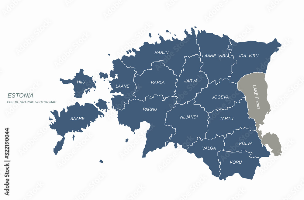 detailed vector of estonia map. europe country map. eu infographic map.