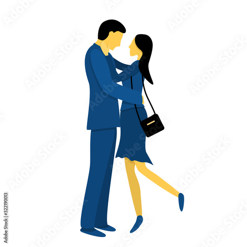 A couple of lovely lovers. Flat vector illustration in trendy colors