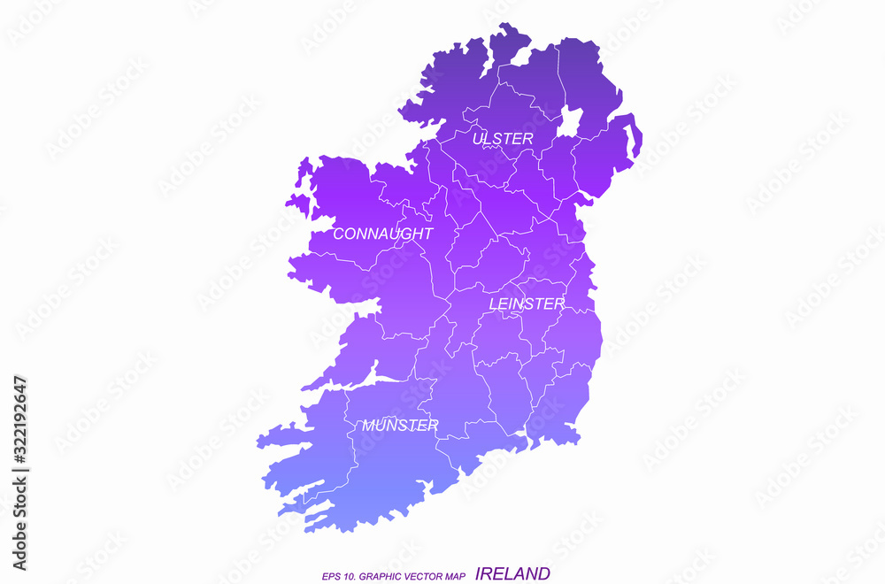 graphic vector of ireland map. infographic ireland map. europe country map.