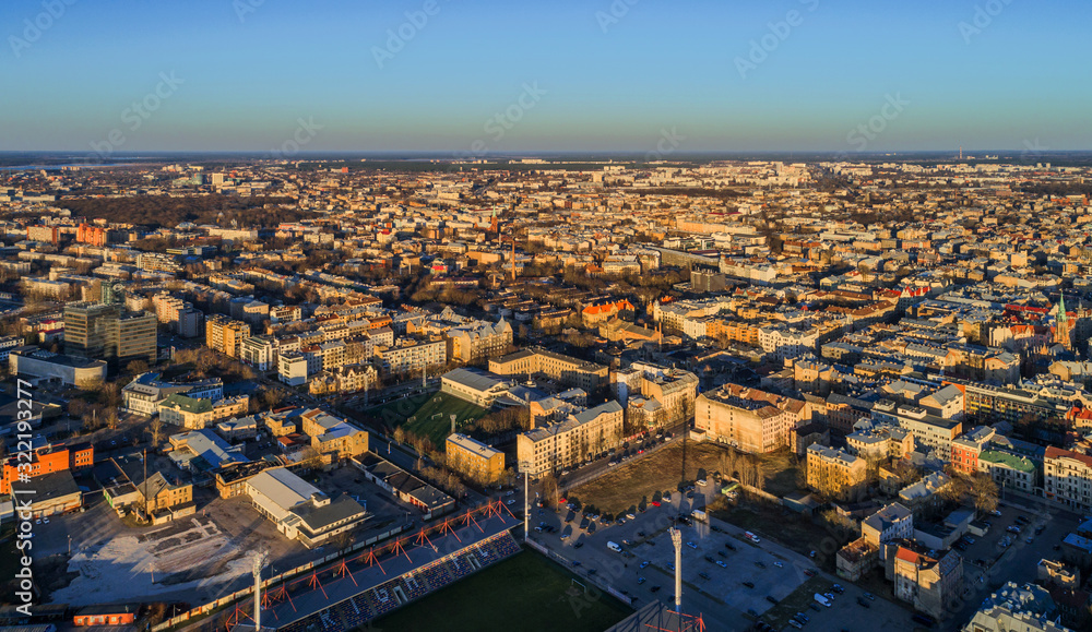 Beautiful aerial panorama view of Riga city skyline, Latvia