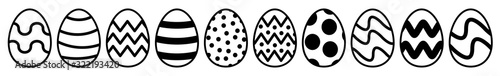Photo Easter Egg Icon Black | Painted Eggs Illustration | Happy Easter Hunt Symbol | H