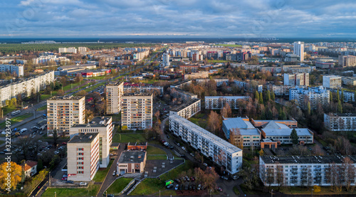 Beautiful aerial panorama view of Riga city skyline, Latvia