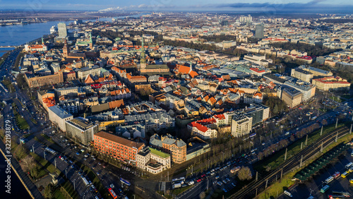 Beautiful aerial panorama view of Riga city skyline  Latvia