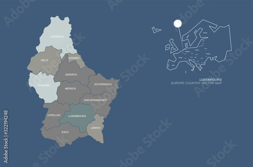 luxembourg map in europe. vector europe country of luxembourg map. 