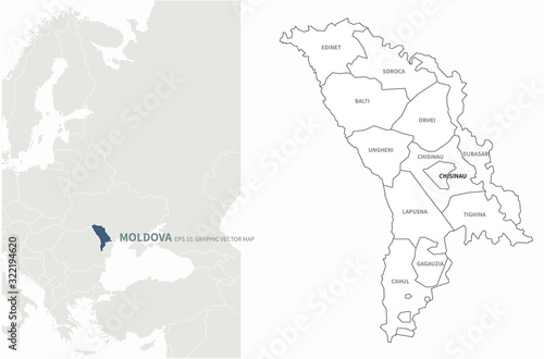 moldova map. graphic vector map of mildova. eu country.
