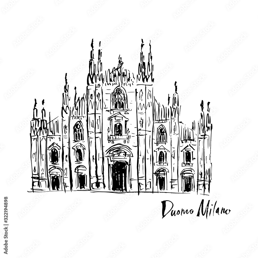 Sketch of the Duomo Cathedral in Milan.