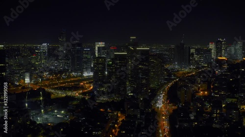 Wallpaper Mural Tel Aviv city center at night, Israel, 4k aerial drone view Torontodigital.ca