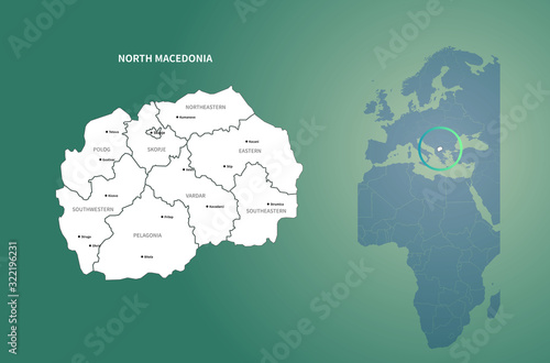 graphic vector map of north macedonia. north macedonia map. eu country map.