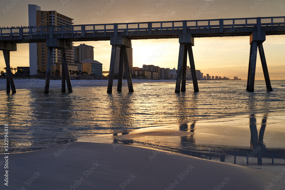 Scenic Sunrise View of Panama Beach Pier in Panama City Florida