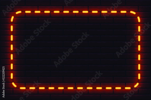 shining orange neon decorative frame