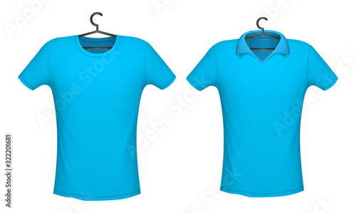 T-shirt and Polo light blue color, vector
