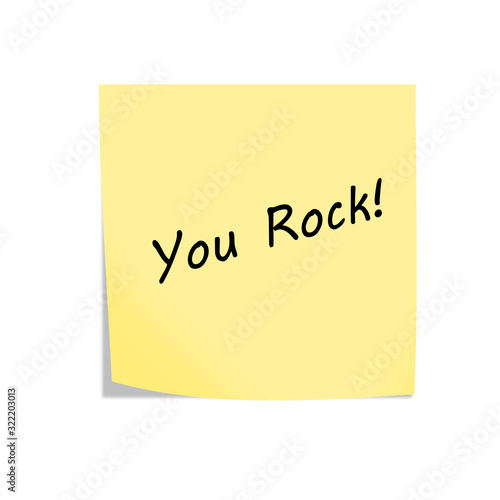 You Rock reminder post note isolated on white with clipping path