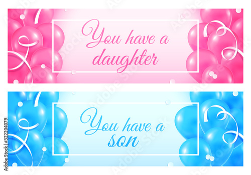 Gender reveal, girl or boy patry concept vector illustration