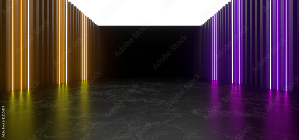 Beautiful composition of colored neon lights on a black background. 3d rendering image. Beautiful composition of colored neon lights on a black background. 3d rendering image.