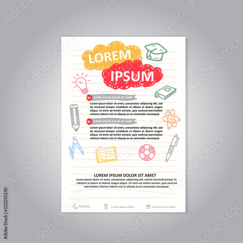 Brochure/poster template with funny and cute design for education theme 