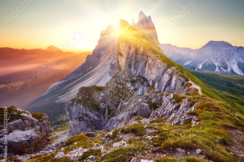 Canvas Print Amazing view on Seceda peak