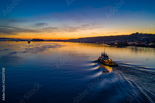 Obraz na plátně Astoria Sunrise Aerial