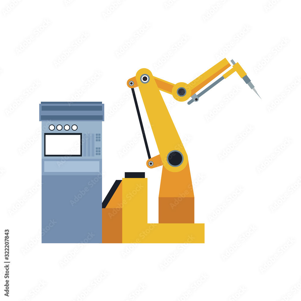 Machine with industrial arm machine, colorful design Machine with industrial arm machine, colorful design