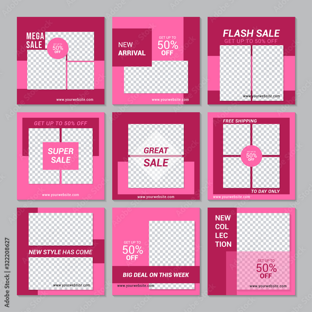 set of fashion sale social media & digital marketing post banner template. vol 26