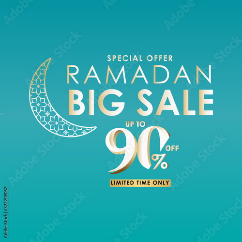 Ramadan Big Sale Special Offer up to 90  off Limited Time Only Vector Template Design Illustration