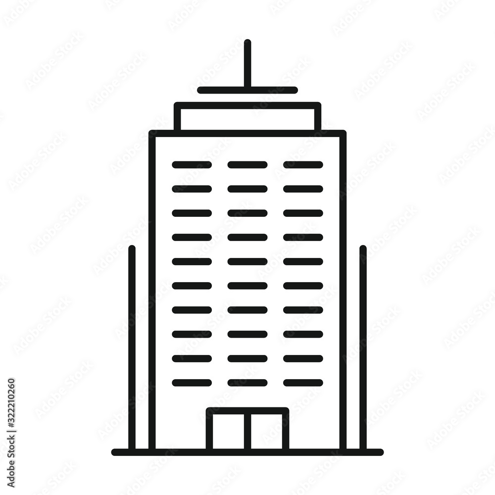 Linear vector skyscraper on white background. Urban element architecture, skyscrapers on white background. Element for web, game and advertising Linear vector skyscraper on white background. Urban element architecture, skyscrapers on white background. Element for web, game and advertising