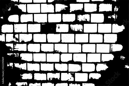 Abstract black white image with long and short intermittent lines made by brush. A monochrome image drawn by hand. Dirty shabby smears of black paint. Vector eps illustration.