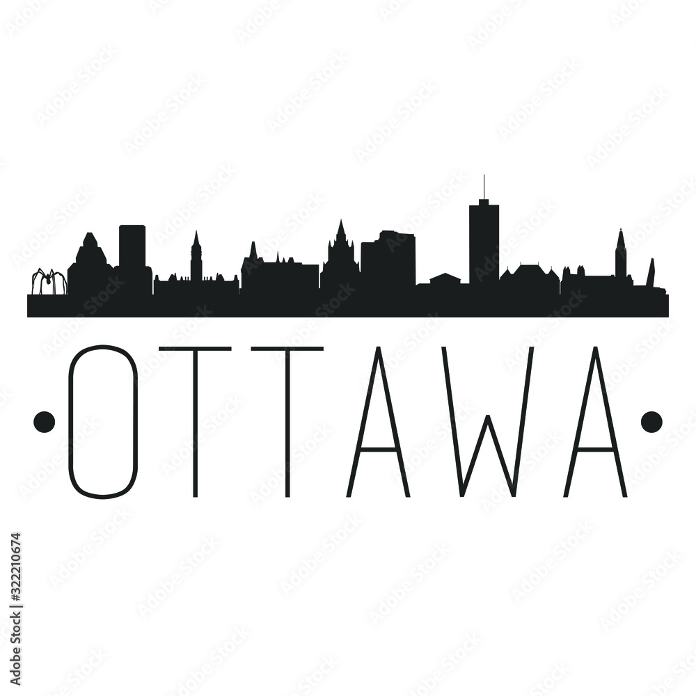 Ottawa Canada Skyline. Silhouette. Design City Vector Art.