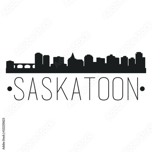 Saskatoon Canada Skyline Silhouette Design City Vector Art.