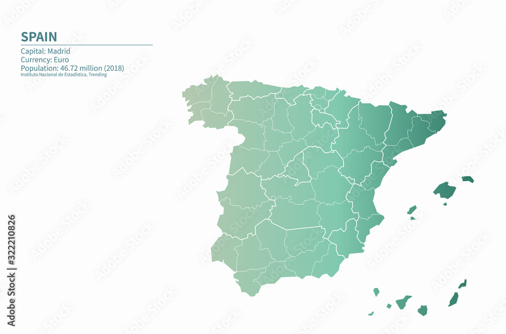 graphic vector of spain map. europe country map.