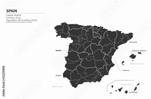 spain map. graphic vector of spain map. europe country map.
