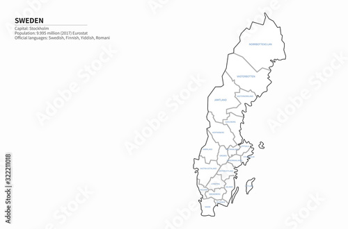 vector map of scandinavia countries. sweden map. eu country map.